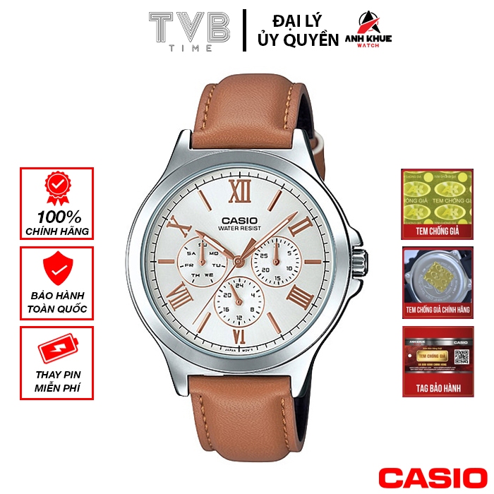 Đồng hồ nam dây da Casio chính hãng Anh Khuê MTP-V300L-7A2UDF (41mm)