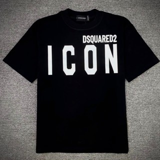 Áo Thun Nam Nữ DSQ Icon Chữ Ngang, Hai Màu Đen Trắng, Thời Trang Nam, Chất Liệu Cotton