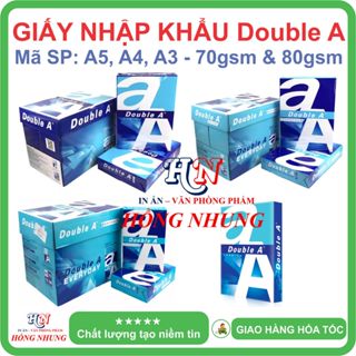 [Giấy thùng] Sét 5 ram giấy in A4 Double A - Định lượng 80gsm/70gsm, Số lượng 500 Tờ, Giấy Thùng trắng mịn