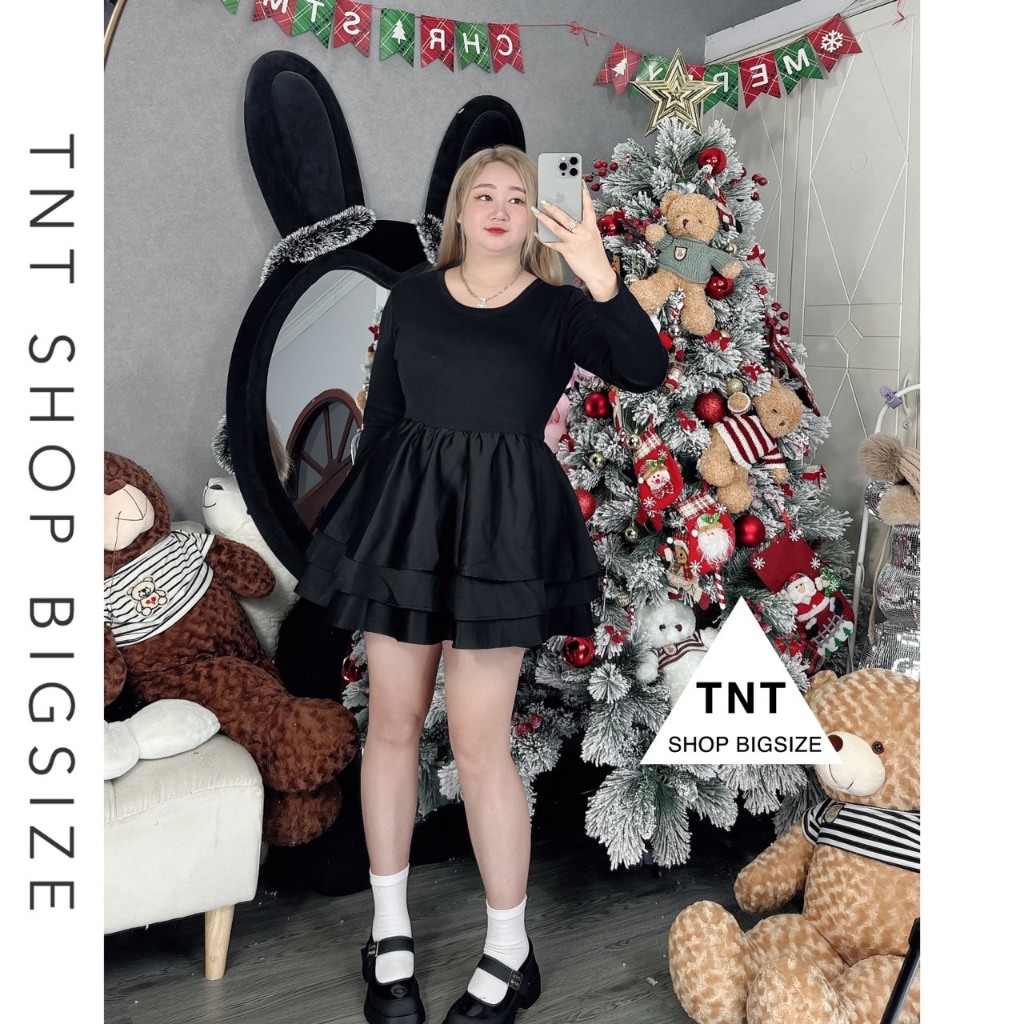 ĐẦM LIỀN TAY DÀI DÁNG XÒE [TNT SHOP BIGSIZE 60KG 90KG]