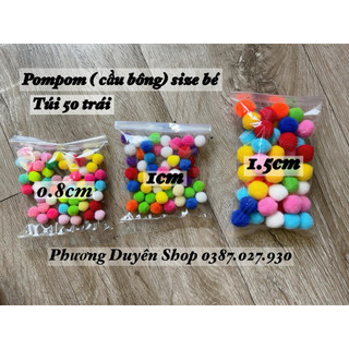 Pompom nhiều màu size nhỏ làm handmade, trang trí