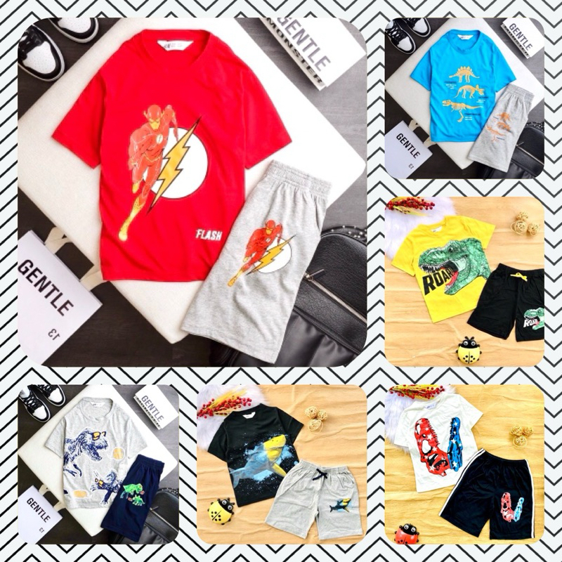 🚗 Bộ cotton H&M hàng xuất bé trai 20-60kg