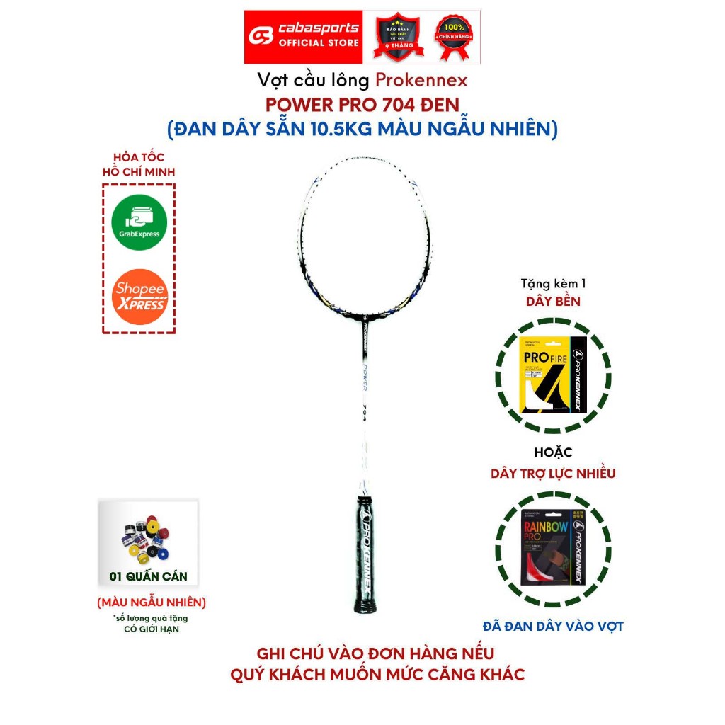 Vợt cầu lông Prokennex Power Pro 704 đã đan dây 10.5kg chính hãng công thủ toàn diện Bảo hành 9 tháng
