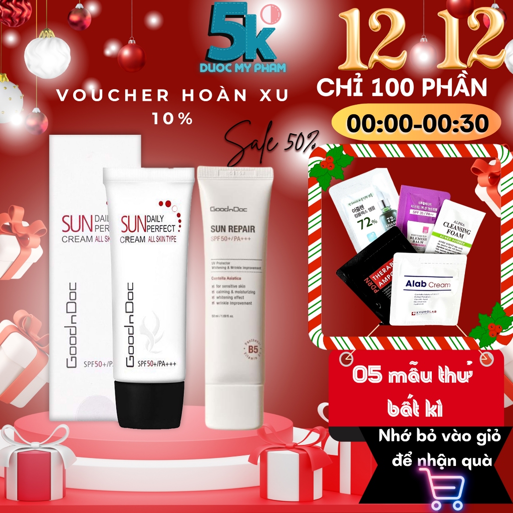 (CB) Kem chống nắng Goodndoc & Fixderma - Dưỡng sáng và Ngừa lão hóa da SPF 50+ (50ml-75G)