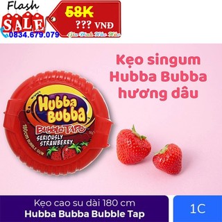 Kẹo sing-gum/ kẹo gum cuộn hubba bubba hộp 56g dài 180cm - vị dâu