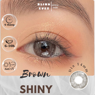 Kính Áp Tròng Lens Mắt Youngone BLINKS EYES Màu Nâu Đất Viền Shiny Brown Cho Mắt Cận 0-8 Dùng 6 Tháng