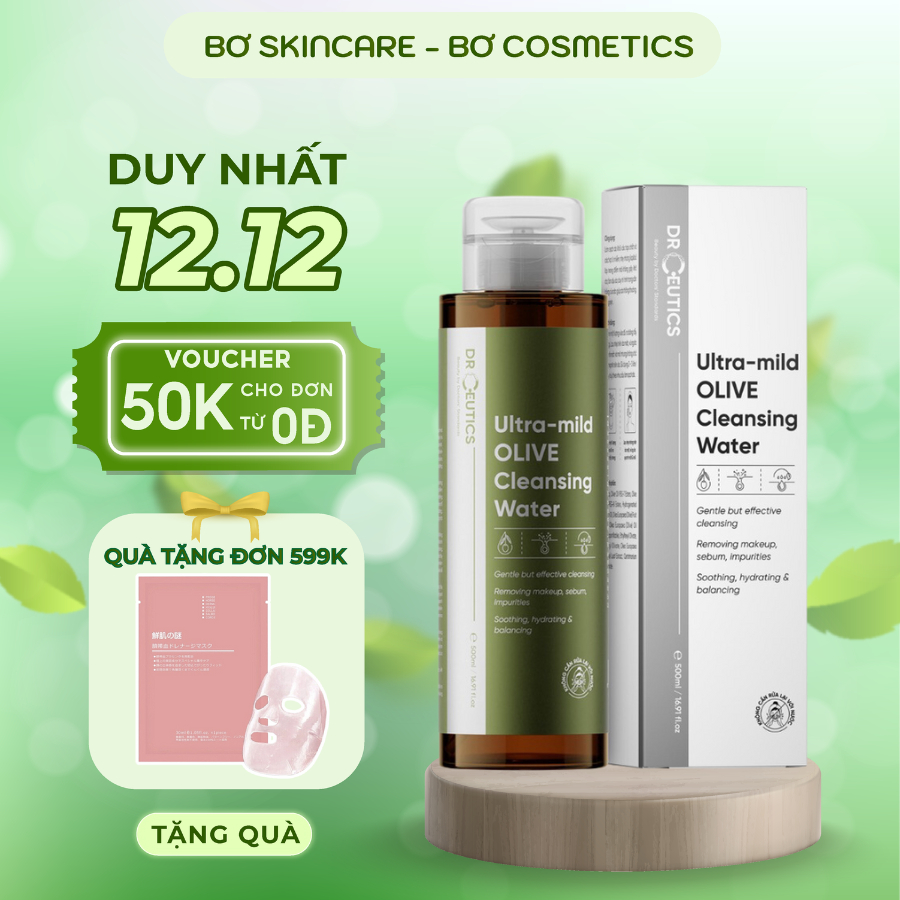 DRCEUTICS NƯỚC TẨY TRANG Ultra-mild OLIVE Cleansing Water cho mọi loại da, da nhạy cảm