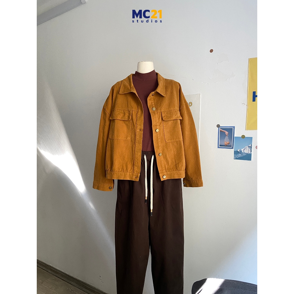 Quần baggy kaki MC21.STUDIOS dáng dài ống rộng lưng chun cạp cao bigsize Unisex Ulzzang Streetwear Hàn Quốc Q3805