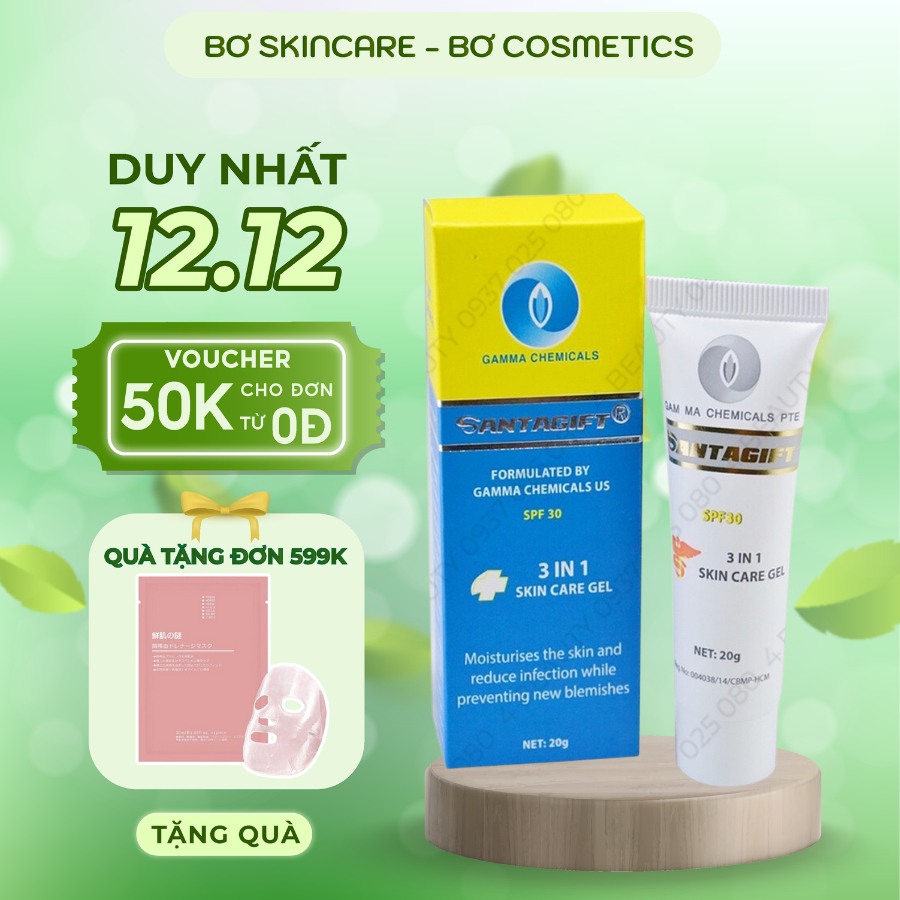 Kem Giảm Thâm Mụn SANTAGIFT SPF30 - Trắng sáng - Ức chế sắc tố - Chống nắng - 20g