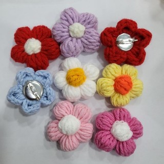 Ghim cài áo hoa len handmade cài balo, mũ