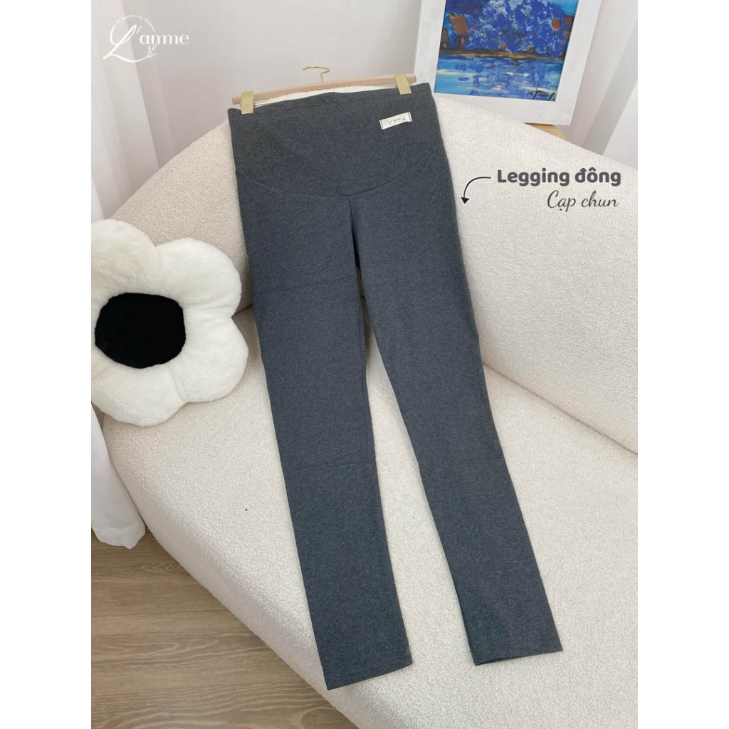 Quần bầu Legging thu đông chất liệu cotton dày có 2 loại cạp chun và cạp chéo By LAMME