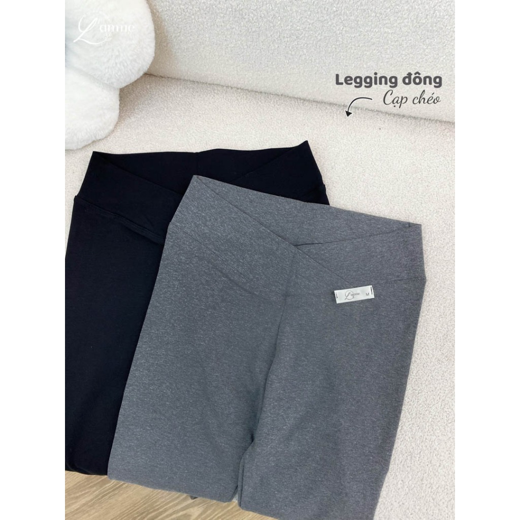 Quần bầu Legging thu đông chất liệu cotton dày có 2 loại cạp chun và cạp chéo By LAMME