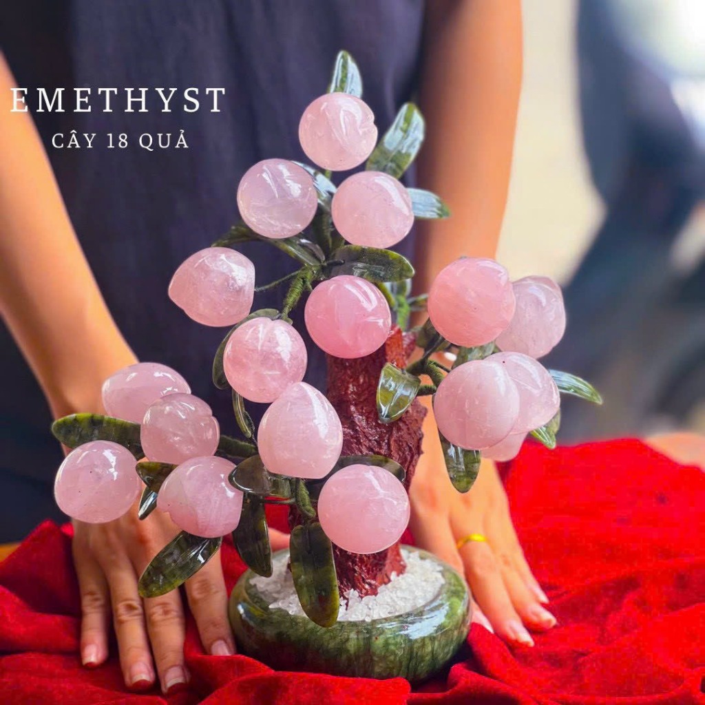 Cây đào đá ngọc hoàng long & đá thach anh hồng đế tròn siêu đẹp - hàng đẹp kiểm định