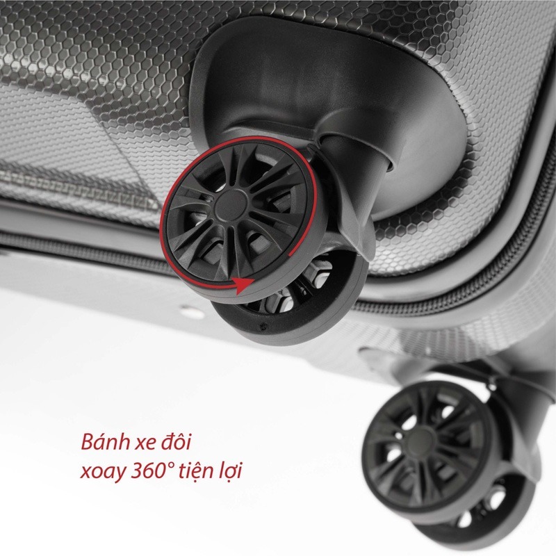 Vali nhựa size 24 Mr Vui 209 nhựa PC chống trầy, có 4 bánh xe đôi xoay 360 độ, khóa mật mã TSA
