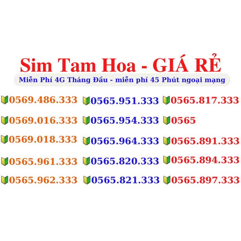 Sim Số Đẹp Vienamobile 4G Tam Hoa Giá Rẻ - Sóng Mạnh Tốc Độ Cao - Gọi Ngoại Mạng Miễn Phí - 240gb/Tháng