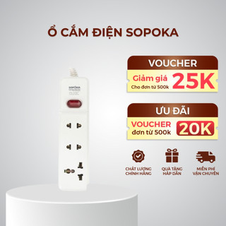Ổ cắm điện 3 lỗ,5 lỗ SOPOKA 2200W chống cháy, công suất lớn, an toàn - Hàng chính hãng