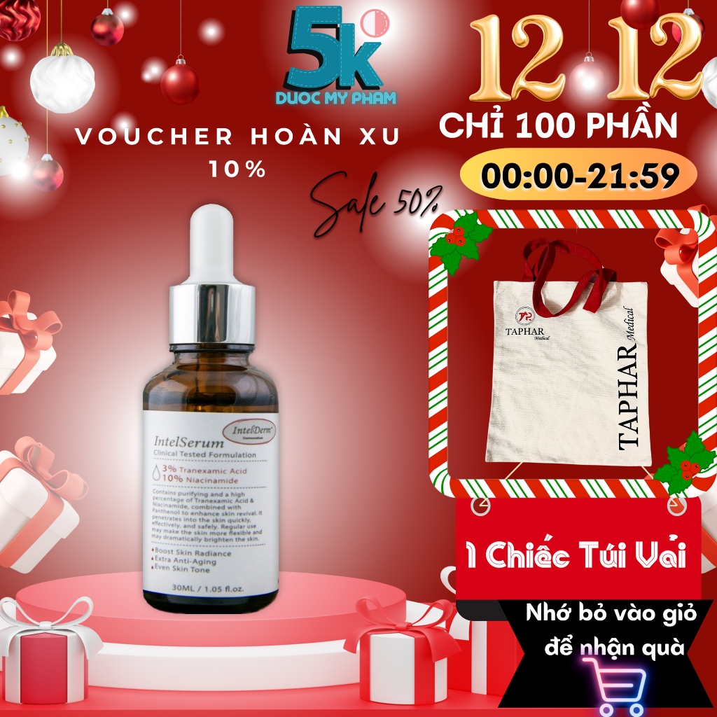Tinh chất sáng da chống lão hóa InterSerum Intelderm Niacinamide 10% - Cấp ẩm và giảm nám Tranexamic Acid 3% 30ml