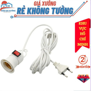 Chuôi đèn e27 liền dây 4m có công tắc và phích cắm , đuôi đèn nối dài vặn xoáy , bóng đèn e27 kèm dây