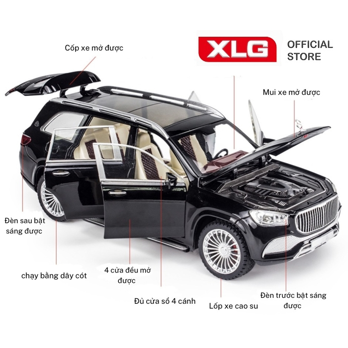 Mô hình xe Mercedes Maybach GLS 600 1:24 cao cấp XLG dài 22 cm