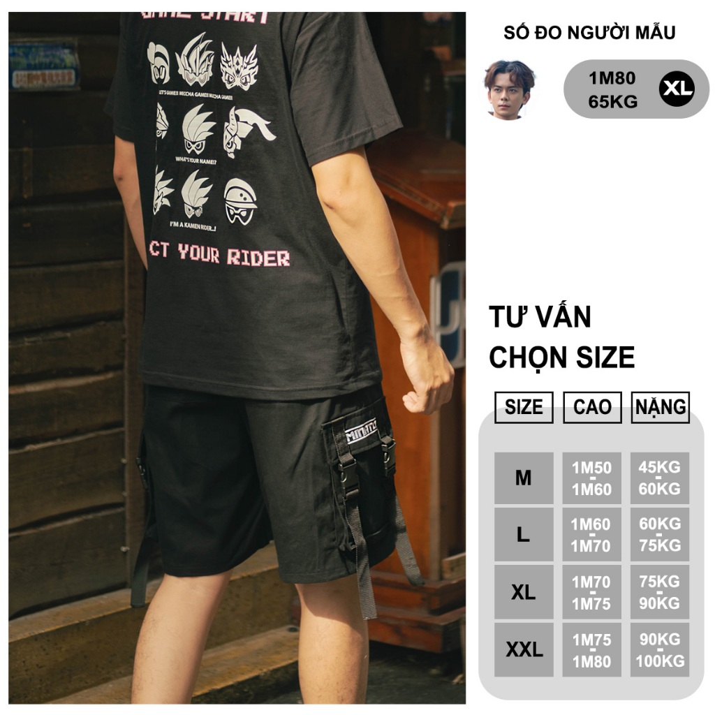 Quần Cargo Ngắn Kaki Dây Gài Tặng Kèm Áo Thun Unisex