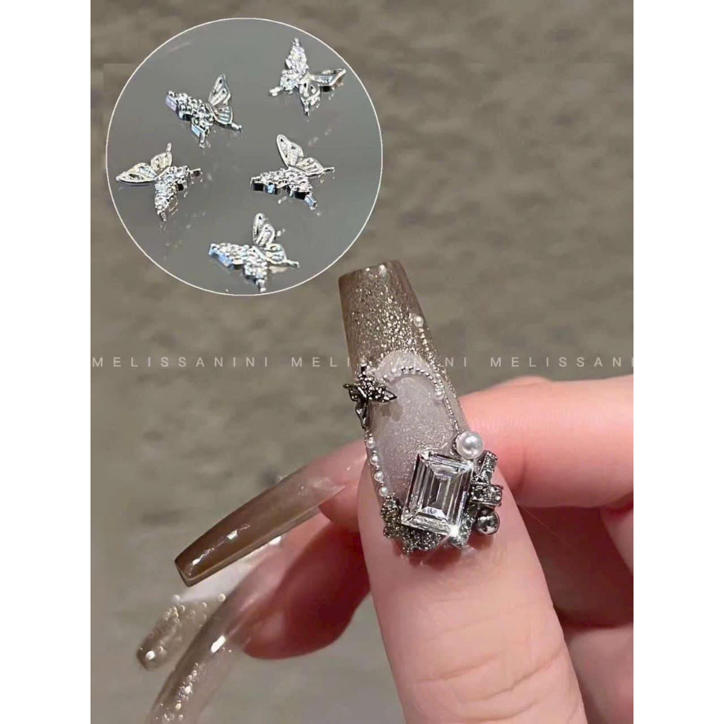 Set Charm Bướm sắt Đính móng