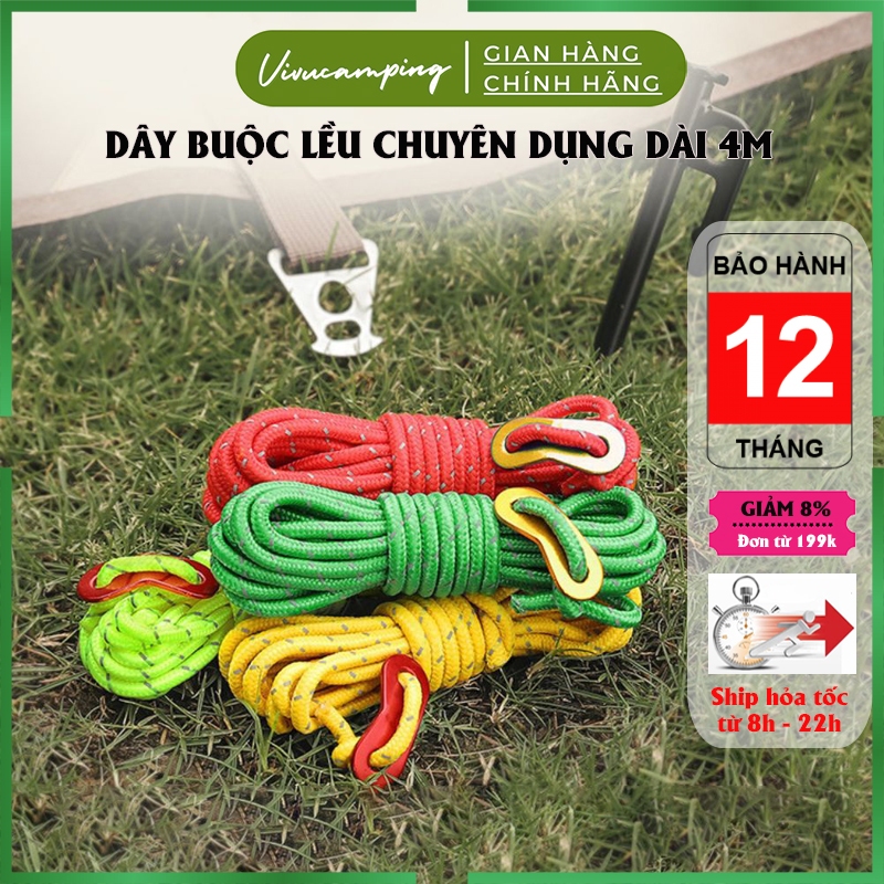 Dây Buộc Lều 4M Căng Dây Lều Chuyên Dụng Kèm Khóa Tăng Đơ Phản Quang