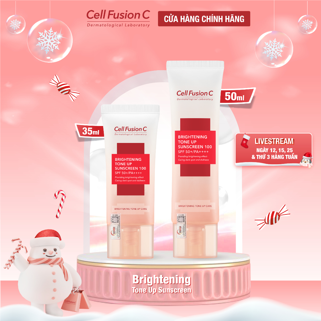 [COMBO 50ml + 35ml] Kem Chống Nắng Dưỡng Trắng Nâng Tone Kiềm Dầu Cell Fusion C Brightening Sunscreen 100 SPF50+/ PA++++