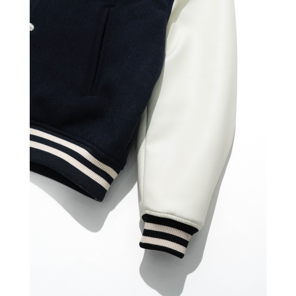 ÁO KHOÁC VARSITY CODE:GRA.PHY LEATHER COLOR MATCHING WOOL