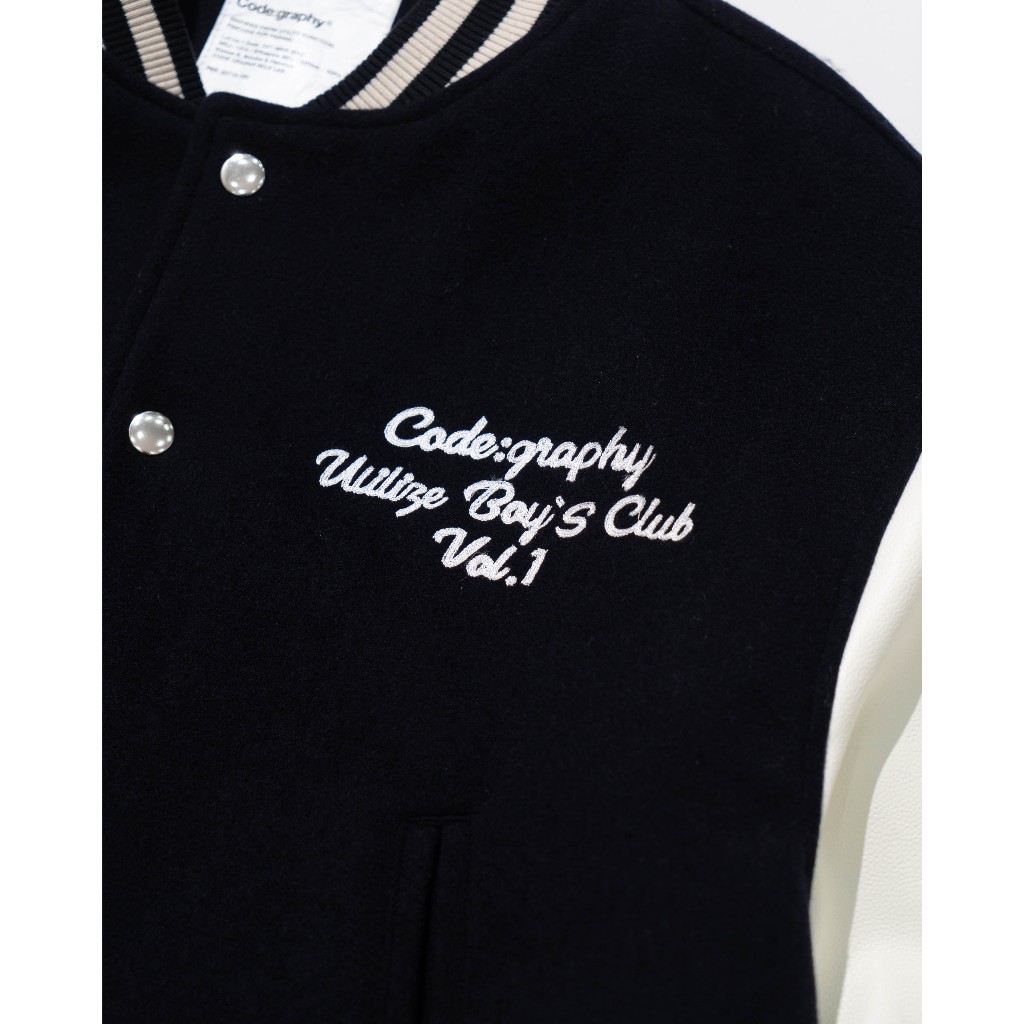 ÁO KHOÁC VARSITY CODE:GRA.PHY LEATHER COLOR MATCHING WOOL