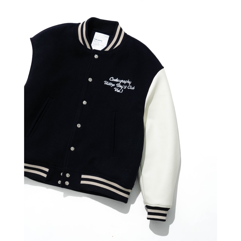 ÁO KHOÁC VARSITY CODE:GRA.PHY LEATHER COLOR MATCHING WOOL