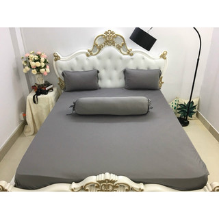 Bộ drap ga gối thun HQ màu xám
