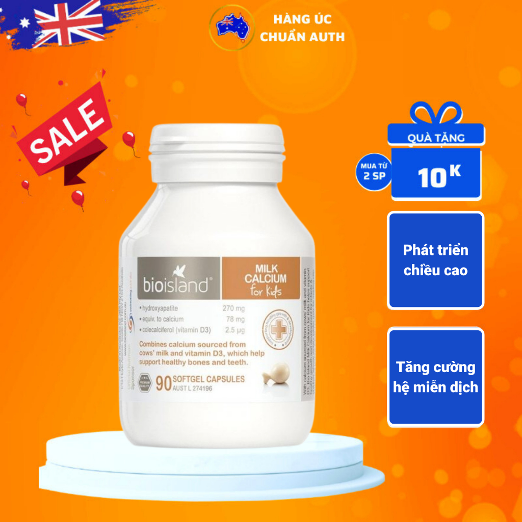 Combo phát triển toàn diện cho bé Bio Island - Kẽm, Dha, Canxi BioIsland của Úc