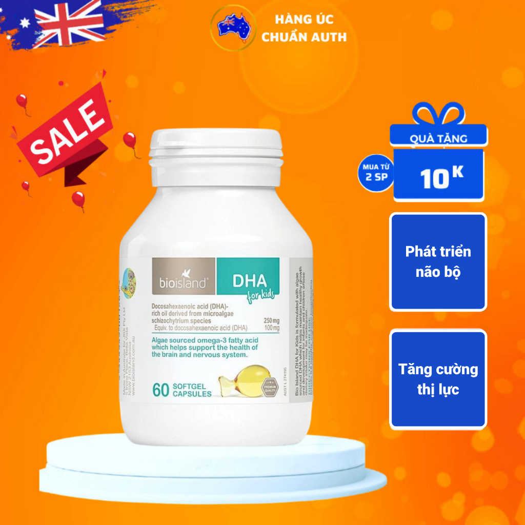 Combo phát triển toàn diện cho bé Bio Island - Kẽm, Dha, Canxi BioIsland của Úc