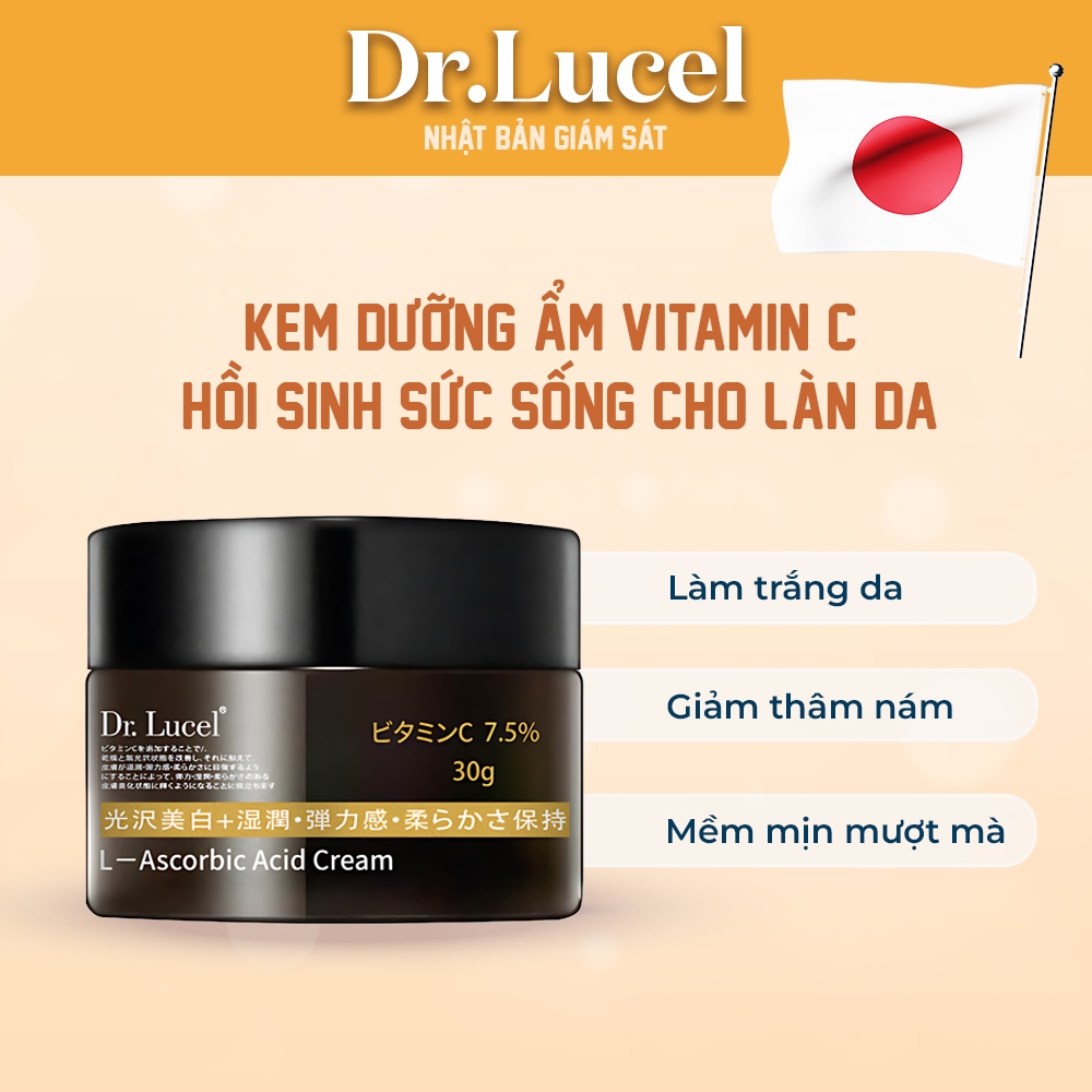 Kem dưỡng Vitamin C Dr.Lucel, Làm trắng và mờ vết thâm hiệu quả, Kem dưỡng ẩm dưỡng Trắng da ngừa mụn