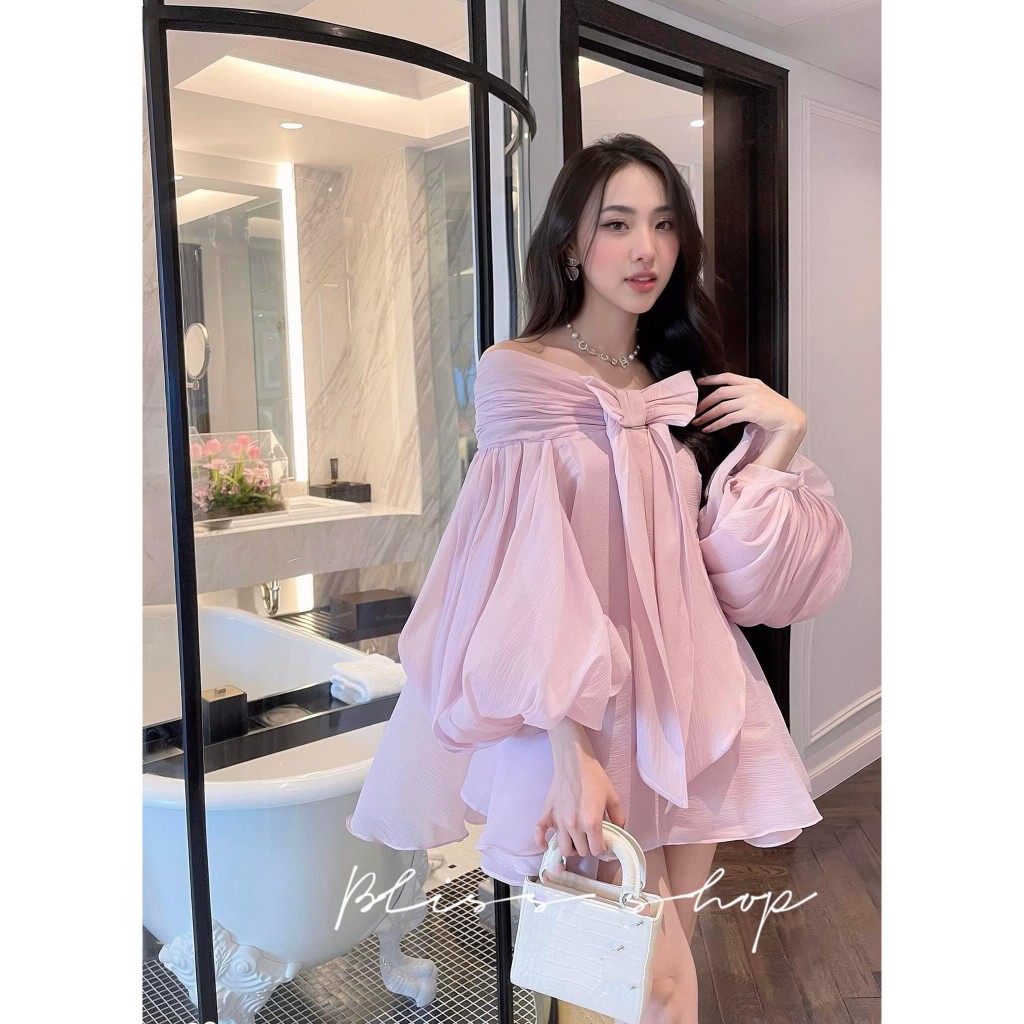 V128 - Váy trễ vai nơ ngực