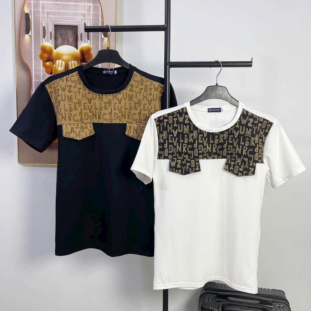 Áo Thun Cổ Tròn Nam Ngắn Tay Giả 2 Túi Ngực Phối Hình Chữ Cái Cực Ngầu 777HKthun668 668