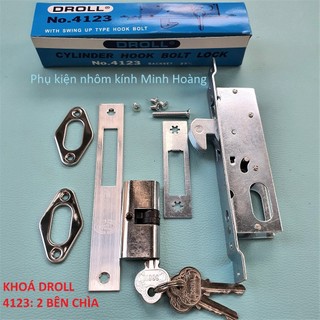 Khóa âm cửa lùa / khoá móc cửa lùa Droll 4123 dùng cho cửa lùa Nhôm, Sắt.