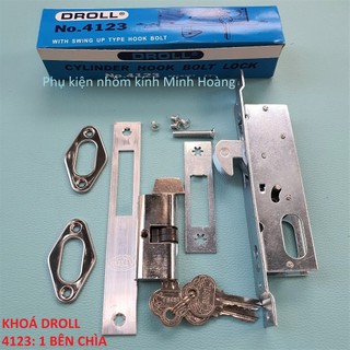 Khóa âm cửa lùa / khoá móc cửa lùa Droll 4123 dùng cho cửa lùa Nhôm, Sắt.