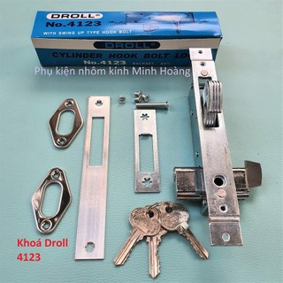 Khóa âm cửa lùa / khoá móc cửa lùa Droll 4123 dùng cho cửa lùa Nhôm, Sắt.