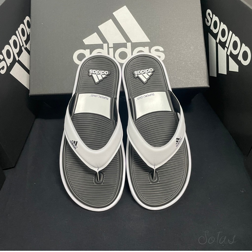 Dép kẹp/Dép xỏ ngón nam nữ Adidas trắng-xanh biển đế mềm, chống trượt/ Dép lào/ Flip-Flops/ Slipper