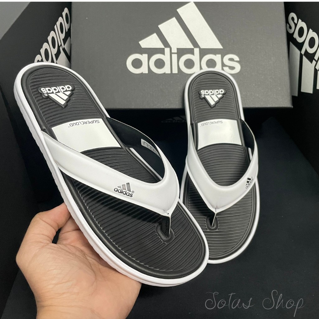 Dép kẹp/Dép xỏ ngón nam nữ Adidas trắng-xanh biển đế mềm, chống trượt/ Dép lào/ Flip-Flops/ Slipper