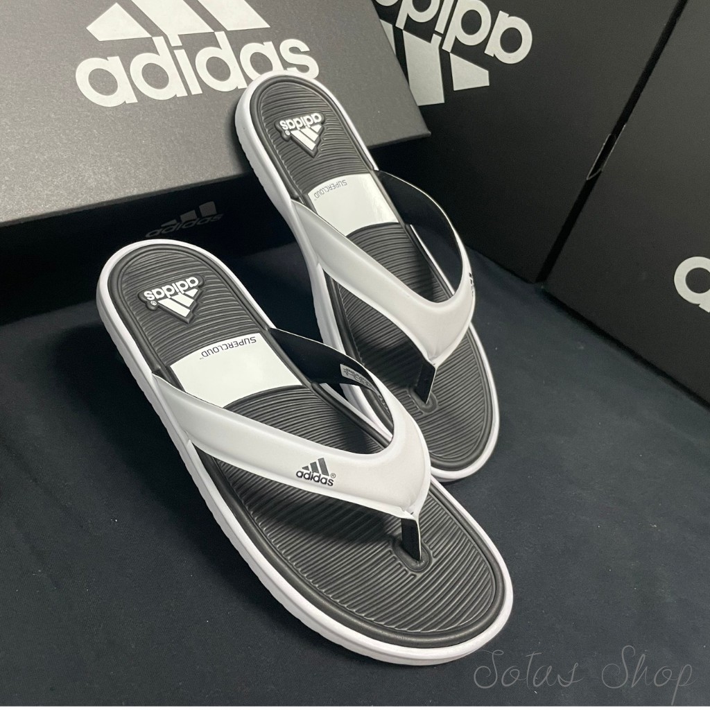 Dép kẹp/Dép xỏ ngón nam nữ Adidas trắng-xanh biển đế mềm, chống trượt/ Dép lào/ Flip-Flops/ Slipper