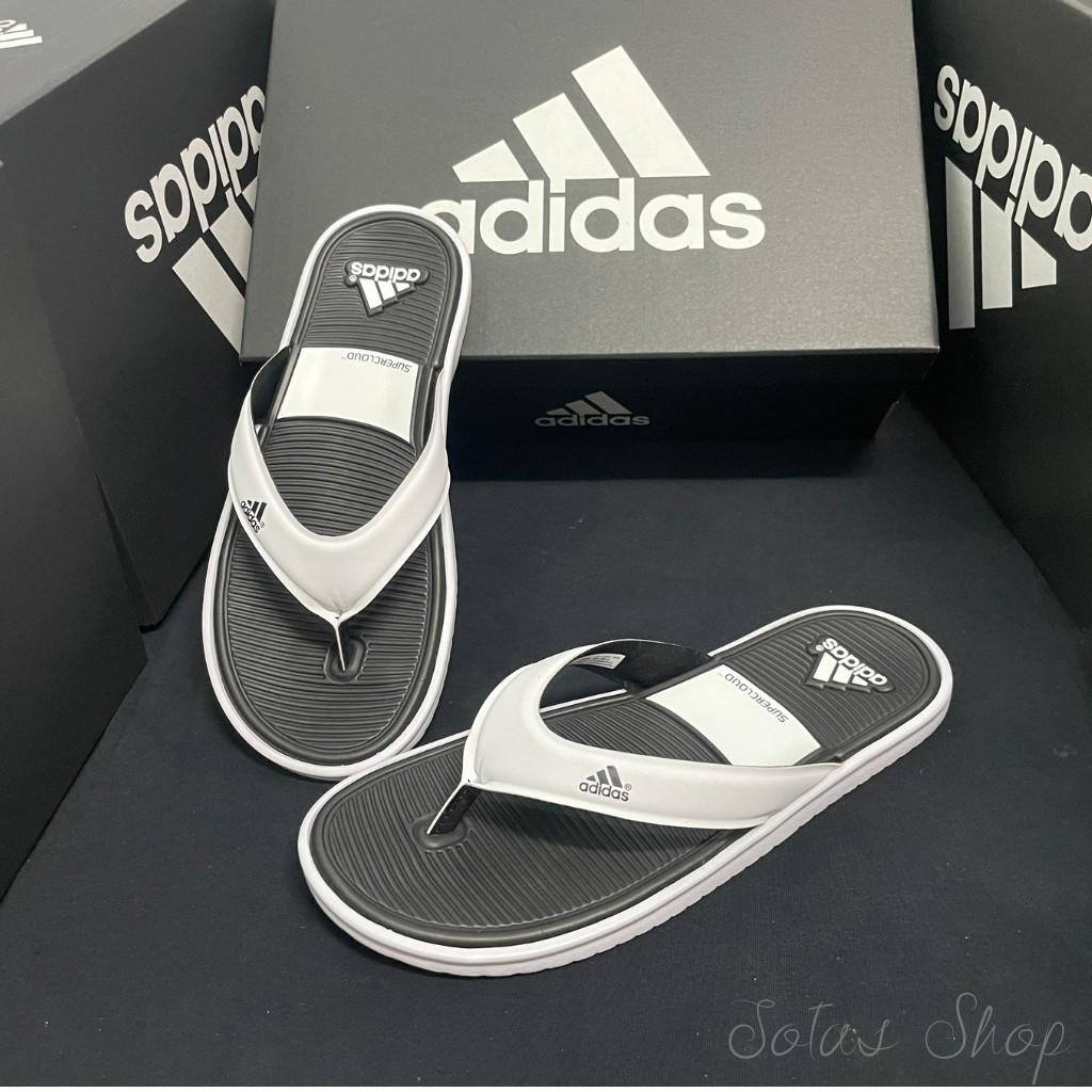 Dép kẹp/Dép xỏ ngón nam nữ Adidas trắng-xanh biển đế mềm, chống trượt/ Dép lào/ Flip-Flops/ Slipper