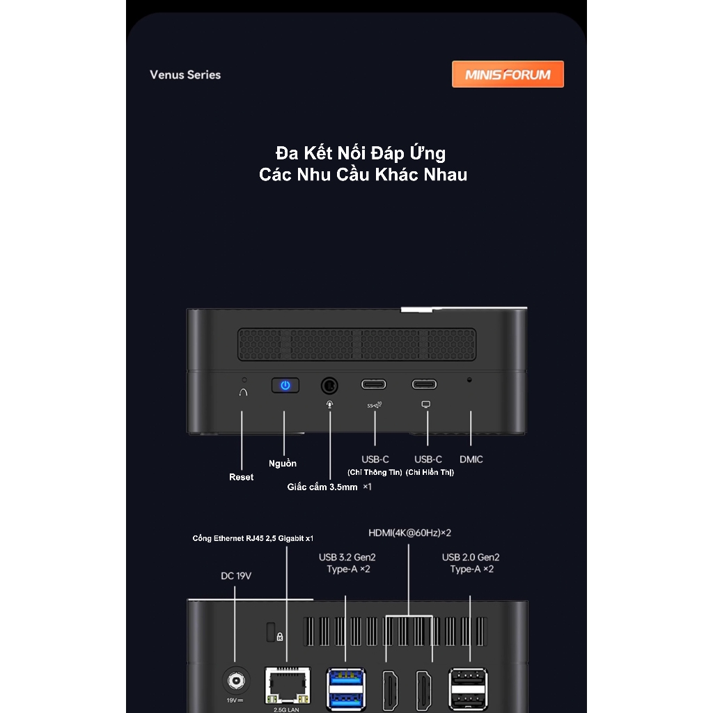 Mini PC AMD UM560xt, Mini PC MinisForum UM560 xt, venus series, AMD Ryzen 5600H, NUC miniforum UM560,máy tính mini AMD
