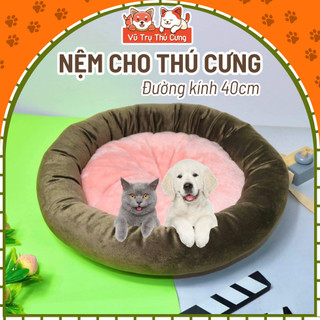 Đệm Nhung Tròn cho Chó Mèo Nệm ngủ cho mèo (lót màu ngẫu nhiên)