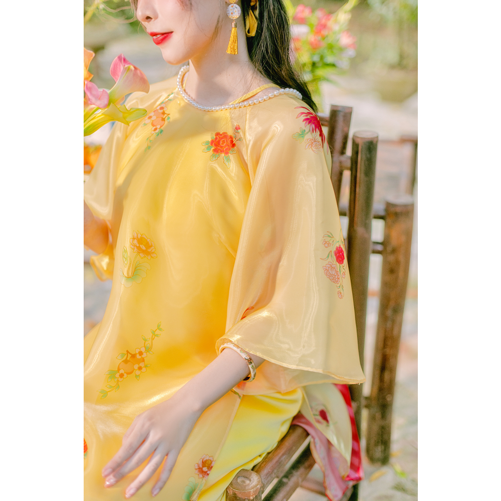 Sumire Store Áo dài Organza Khuê Đình - Vàng - Freesize