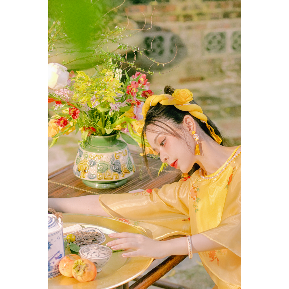 Sumire Store Áo dài Organza Khuê Đình - Vàng - Freesize