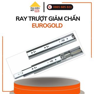 Bộ 2 thanh ray trượt ngăn kéo tủ, Hốc tủ, Ray bi 3 tầng loại giảm chấn Eurogold