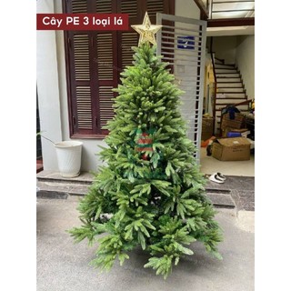 Cây Thông Noel PE 3 Loại Lá 1m5  2m, 2m4, Hàng Loại Đẹp Tặng Kèm Phụ Kiện