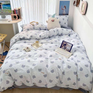 Bộ Chăn Ga Gối Cotton Living 100%cotton Hàng Nhập Khẩu Cao Cấp 4 Món  Gấu teddy